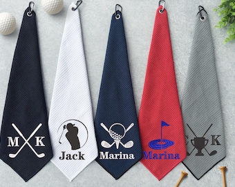Personalized Embroidered Golf Towel,  Custom Golf Bag Accessory, Groomsmen Gifts,Fathers Day Gift