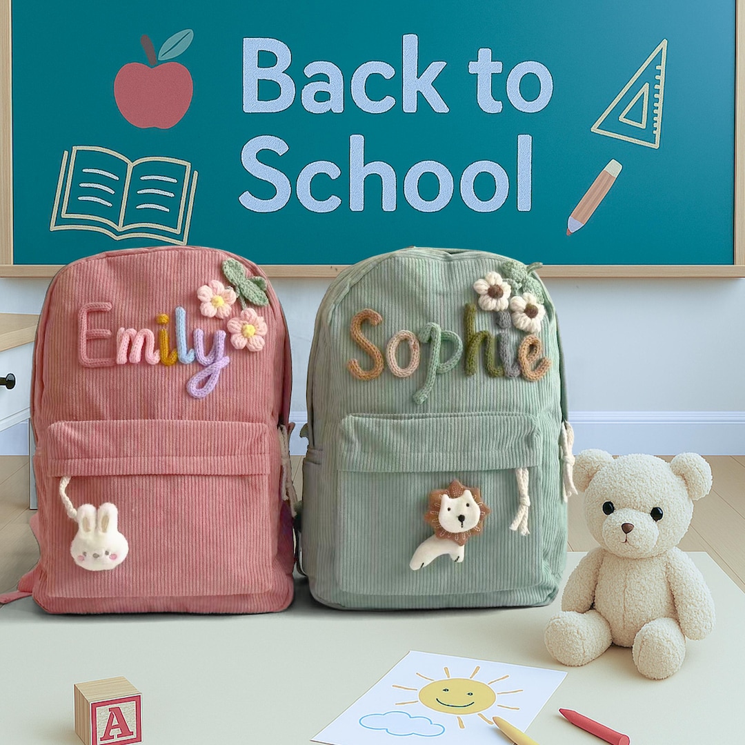 Personalized Corduroy Kids Backpack • Handmade Toddler School Bag - Etsy