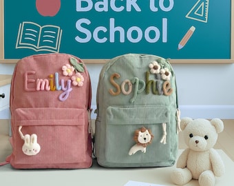 Personalized Corduroy Kids Backpack • Handmade Toddler School Bag