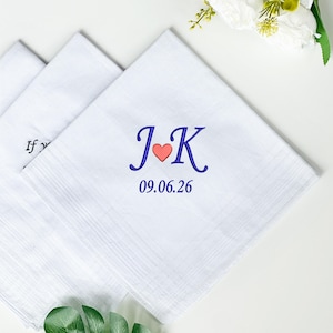 Personalized Father of the Bride Handkerchief Custom Embroidered Cotton Wedding Keepsake Gift for Dad with Custom Message from Daughter