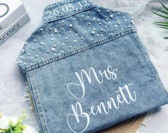 Chaqueta vaquera personalizada para la novia, regalo de boda bordado