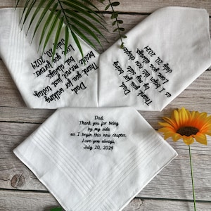 Embroidered Handkerchief,Custom Handkerchief,Father of The Bride Gift, Groomsmen Gift,Emotional Day Keepsake,Personalized gift,Son Gift