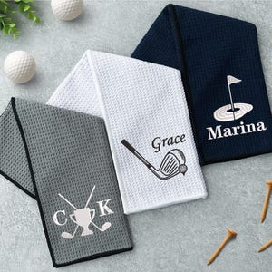 Custom Golf Towel, Embroidered Golf Towel With Name or Initials, Groomsmen Gift for Golfer, Golf Bag Accessory, Perfect Gift for Him