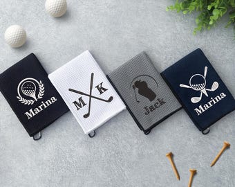 Personalized Embroidered Golf Towel, Custom Golf Accessory, Groomsmen Gifts, Fathers Day Gift