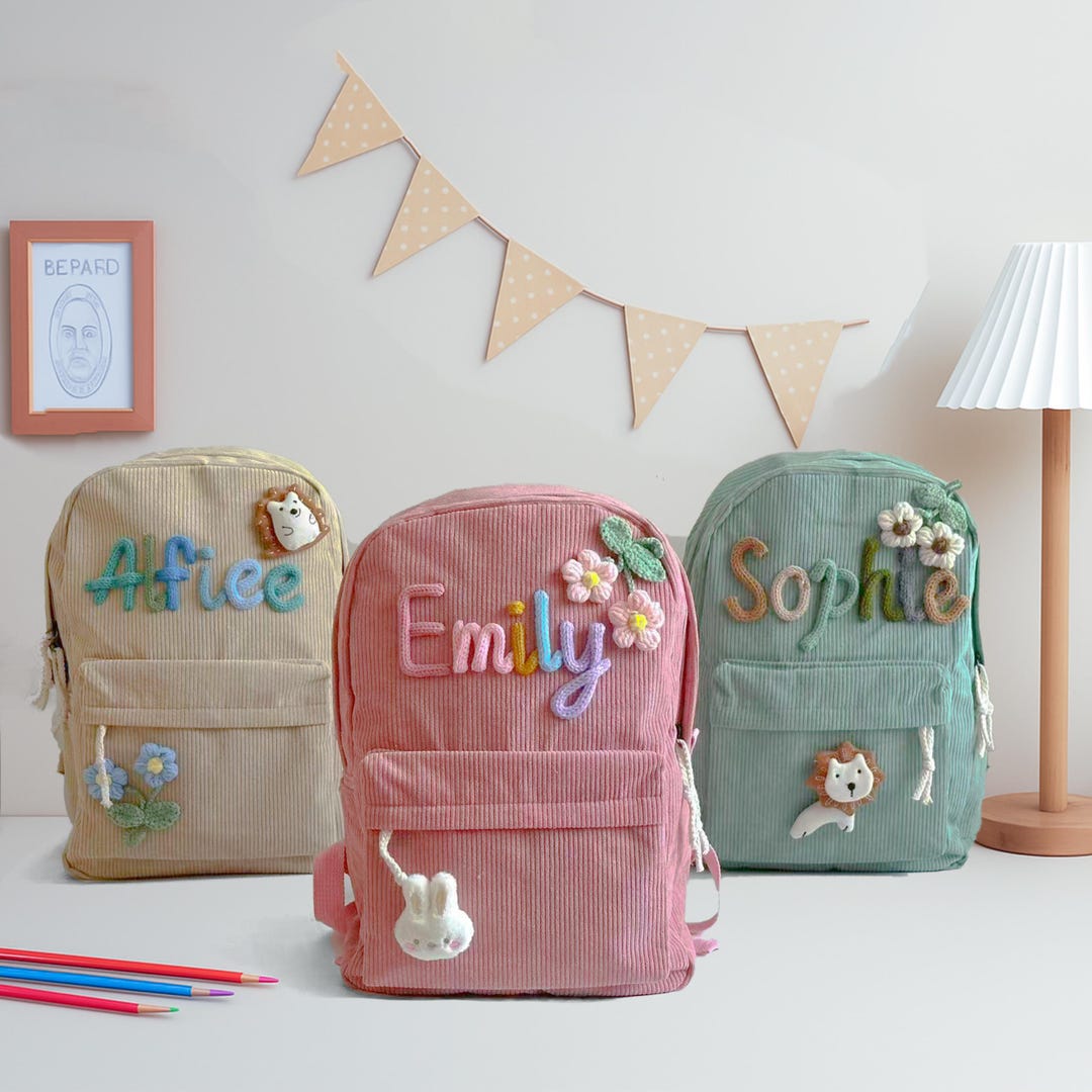 Personalized Toddler Backpack, Custom Corduroy School Bag, Back to ...