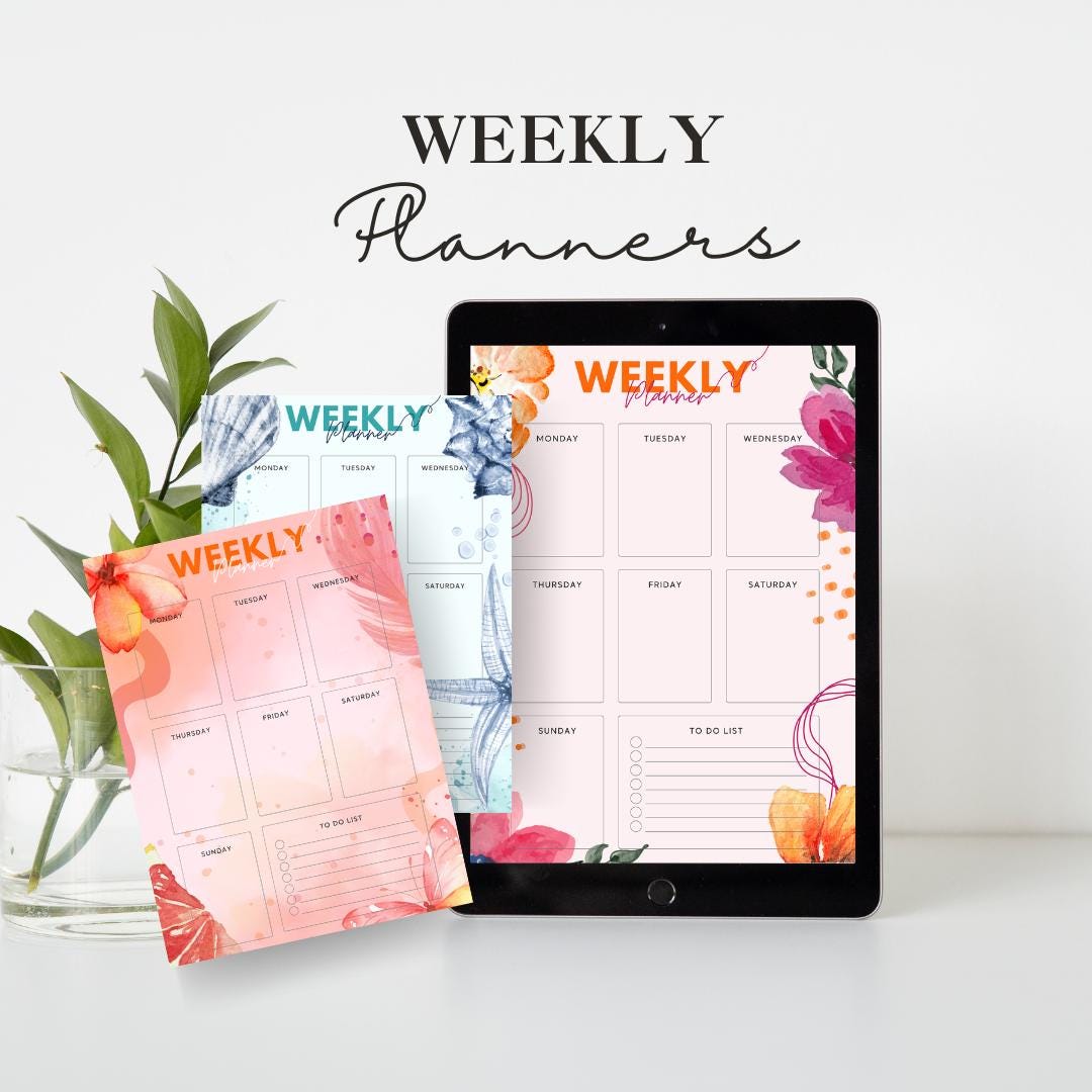 5-pack Girly Weekly Planner Printable | Digital Download | Cute ...