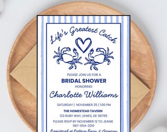 Faire-part de douche nuptiale crabe : la plus belle prise de la vie (modèle de toile - téléchargement numérique)