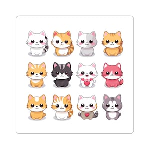 Motivational Reward Stickers - Ultra Cute Cat Kawaii Sticker Sheet for Teachers, Parents and Kids for School, Notebooks, Laptops and Gifts