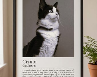 Personalized Cat Definition Print | Custom Cat Photo Gift, Cat Lover Gift, Cat Memorial, Custom Cat Portrait, Cat Mom Gift
