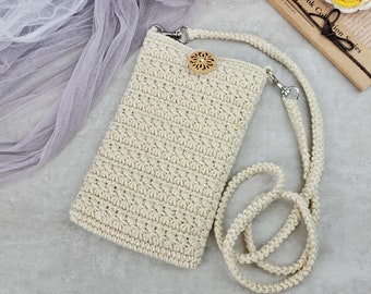 Crochet Phone Bag, Phone Case, Phone Holder, Crossbody Phone Bag, Crossbody Phone Purse, Crochet Mini Bag, Small Crossbody Bag (Pattern F)