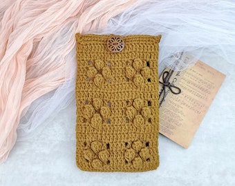 Crochet Phone Bag, Phone Case, Phone Holder, Crossbody Phone Bag, Crossbody Phone Purse, Crochet Mini Bag, Small Crossbody Bag (Pattern D)