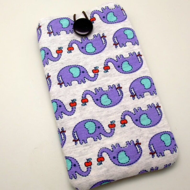 iPhone 12 Pro Max sleeve, iPhone 7 pouch, Samsung Galaxy , Galaxy Note 8, cell phone, iPod classic/touch sleeve Elephants P-48 image 3