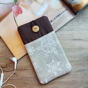 iPhone 11 Pro sleeve, phone sleeve, iPhone X phone case, samsung phone sleeve, ipod sleeve, iPod case Snowflakes P-225 image 1