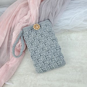Bolso de crochet para teléfono, funda, soporte para teléfono, bandolera, monedero, minibolso de crochet, bandolera pequeña (patrón B)