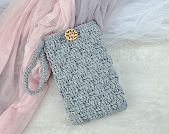 Crochet Phone Bag, Phone Case, Phone Holder, Crossbody Phone Bag, Crossbody Phone Purse, Crochet Mini Bag, Small Crossbody Bag (Pattern B)