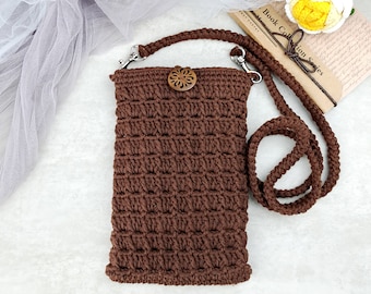 Crochet Phone Bag, Phone Case, Phone Holder, Crossbody Phone Bag, Crossbody Phone Purse, Crochet Mini Bag, Small Crossbody Bag (Pattern H)