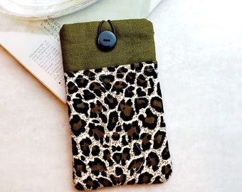 iPhone 11 Pro sleeve, phone sleeve, iPhone X phone case, samsung phone sleeve, ipod sleeve, iPod case - Leopard print (P-54)