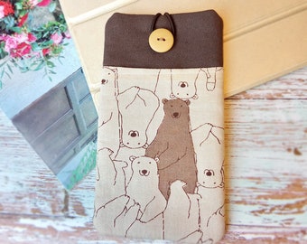 iPhone 11 Pro sleeve, phone sleeve, iPhone X phone case, samsung phone sleeve, ipod sleeve, iPod case - Polar bears (P-271)