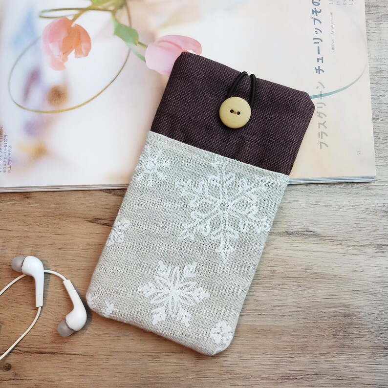 iPhone 11 Pro sleeve, phone sleeve, iPhone X phone case, samsung phone sleeve, ipod sleeve, iPod case Snowflakes P-225 image 3