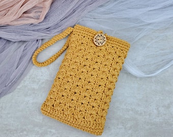 Crochet Phone Bag, Phone Case, Phone Holder, Crossbody Phone Bag, Crossbody Phone Purse, Crochet Mini Bag, Small Crossbody Bag (Pattern E)