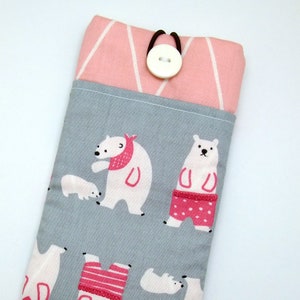 iPhone 11 Pro sleeve, phone sleeve, iPhone X phone case, samsung phone sleeve, ipod sleeve, iPod case - Polar bears (P-273)