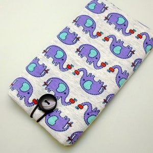 iPhone 12 Pro Max sleeve, iPhone 7 pouch, Samsung Galaxy , Galaxy Note 8, cell phone, iPod classic/touch sleeve Elephants P-48 image 1