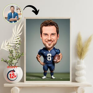 Custom Soccer or Football Player Caricature from Photo, Personalized Digital Gift for Him, Athlete, Coach, Boyfriend, Son or Sports Fan