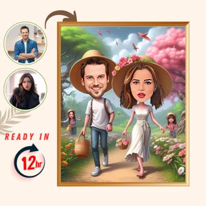 Wedding Couple Caricature from Photo | Personalized Cartoon Portrait for Newlyweds | Funny Family & Couple Caricature Gift for Weddings