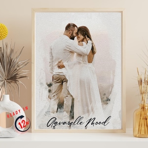 Digital Personalized Watercolor Portrait, Valentines Day Gift, Painting from Photo, Anniversary Gift, Couple Gift, Handmade Gift for Her Him