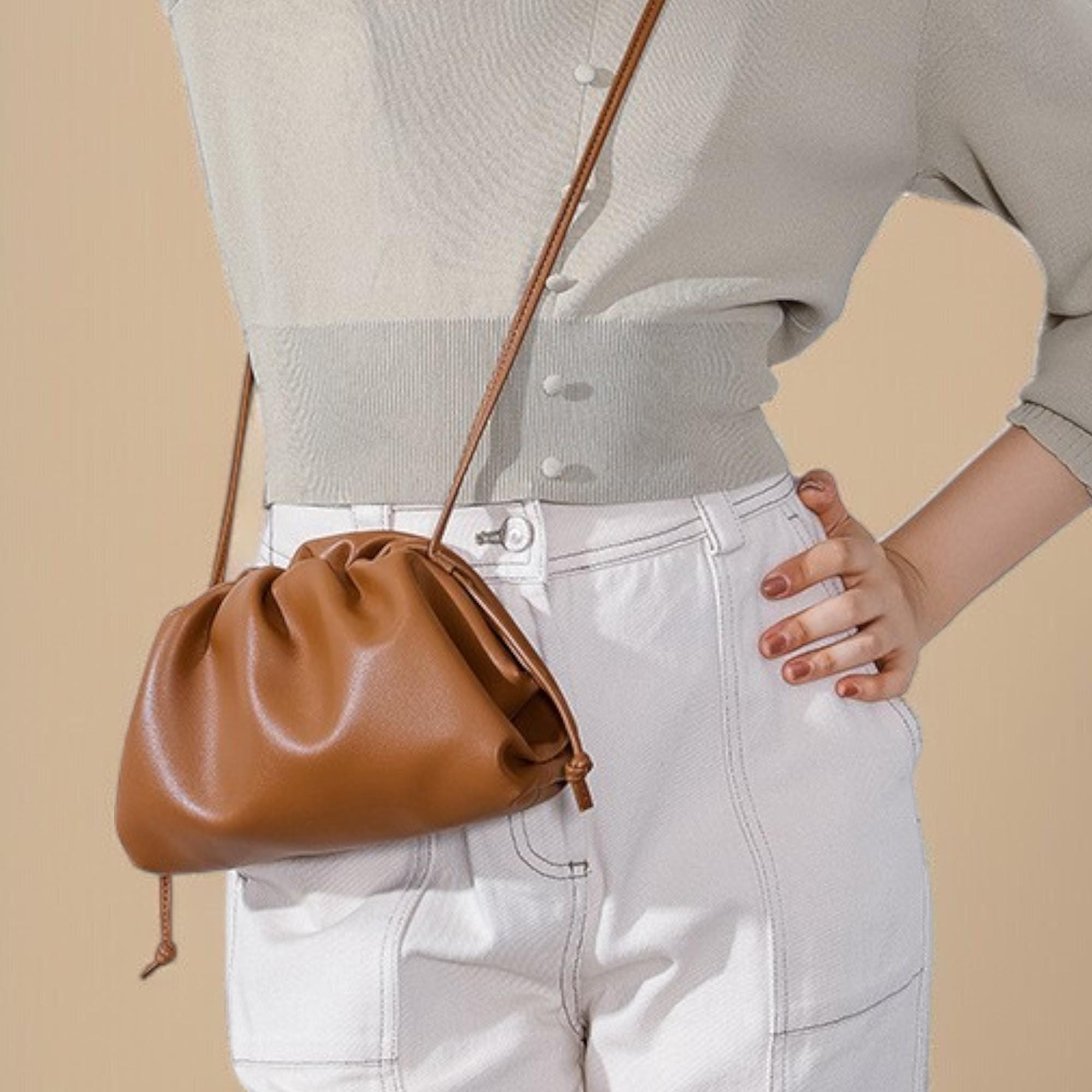 Genuine Leather Clutch Bag – Elegant Evening Handbag for Women – White Purse Available in Multiple Colors – Minimalist Leather Accessory