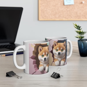 Niedlicher Shiba-Welpen-Becher, niedlicher Welpen-Becher, Welpen-Kaffeebecher, 3D-Karikatur-Hundebecher, Hundegeschenk für sie, niedlicher Tierbecher, Haustier-Liebhaber-Becher, Shiba-Becher