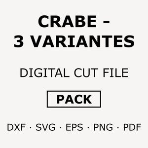 pack crabe 3 variantes fichiers dxf svg png pdf eps design géométrique pour découpe laser décoration murale métal animal marin