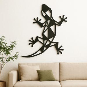 gecko géométrique semi ajouré fichier dxf svg eps png pdf pour découpe laser cnc plasma métal bois décoration murale animal reptile