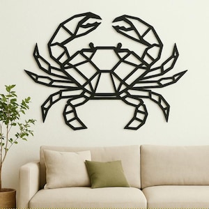 crabe géométrique ajouré fichier dxf svg png pdf eps pour découpe laser décoration murale métal design animal marin