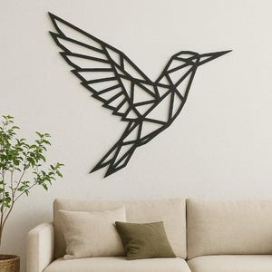 colibri géométrique ajouré fichier dxf svg png pdf eps pour découpe laser métal décoration murale moderne design animal oiseau