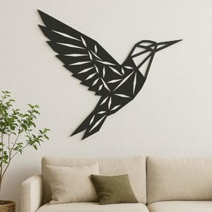 colibri facetté géométrique fichier dxf svg png pdf eps pour découpe laser décoration murale métal oiseau design minimaliste