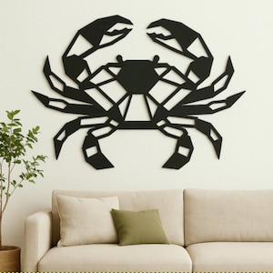 crabe semi ajouré géométrique fichier dxf svg png pdf eps pour découpe laser décoration murale métal design animal marin