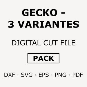 pack 3 geckos géométriques ajouré semi-ajouré faceté fichiers dxf svg eps png pdf pour découpe laser cnc plasma déco murale reptile