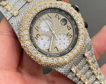 Orologio con moissanite tempestata di diamanti / Orologio di lusso hip hop che non passa inosservato