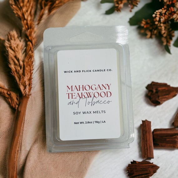 mahogany tobacco Mahogany Teakwood Tobacco Soy Wax Melts – Hand Poured, 2.8 Oz