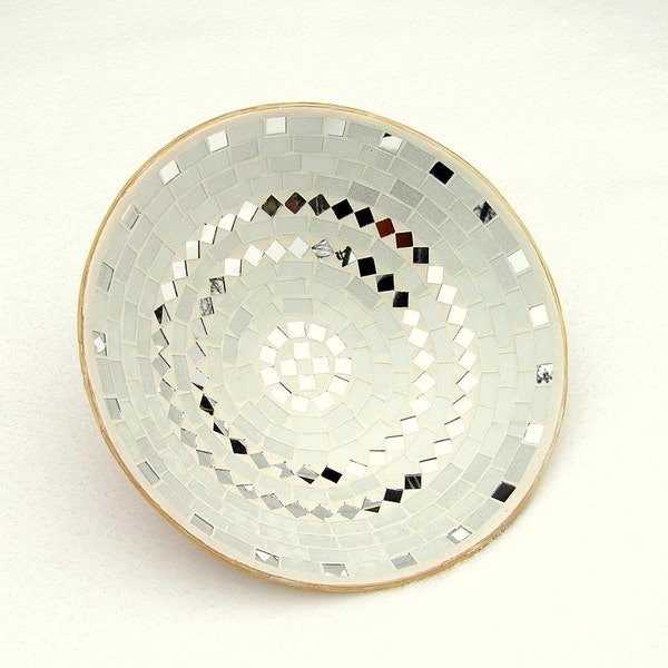 White bowl glass mosaic home decor with mirror