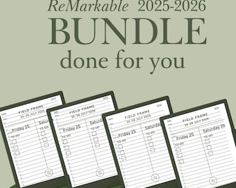 Agenda mensuel de liste de tâches ReMarkable (de juillet 2025 à juillet 2026).