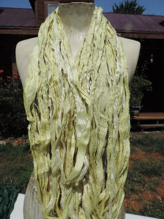 Beautiful And Soft Yellows Colored Sari Ribbon Yarn 55-60 Yards