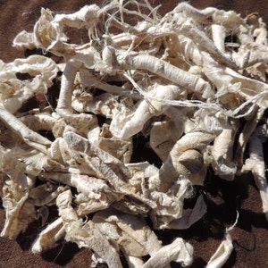 Silk Carrier Rods Natural Color  Silk Papermaking, Spinning Felting Pure Silk Second Picture Is What They Look Like Teased Out 20 Of Them