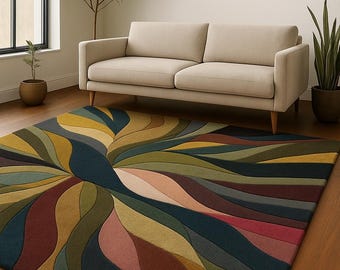 Abstract hand tufted wool rug modern colorful carpet for living room badroom rug