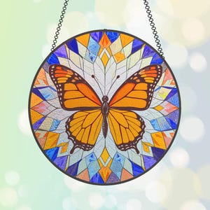 Colorful Butterfly Stained Glass Sun Catcher, Custom Glass, Add Color to Your Home