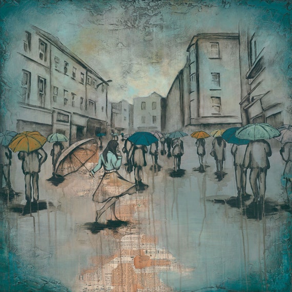 Dance In The Rain Canvas Giclée Girl Dancing In The Rain Titled Free To Dance Limited Edition Giclée On Canvas
