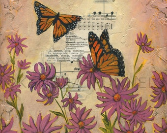 Monarch Painting, Titled Butterfly Song, Limited Edition Giclée on Paper