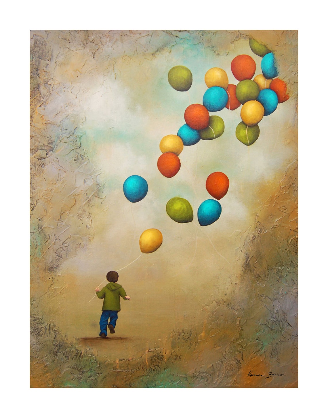 Art Print titled Runaway Balloons boy running with balloons Etsy