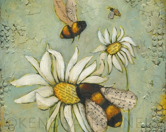 Bee Painting, Titled The Sweetest Note, Limited Edition Giclée on Paper